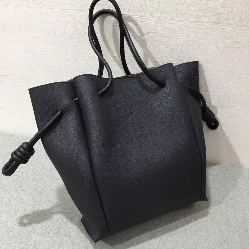 loewe Flamenco Knot Tote Small Bag 柔軟天然牛皮黑蓝色