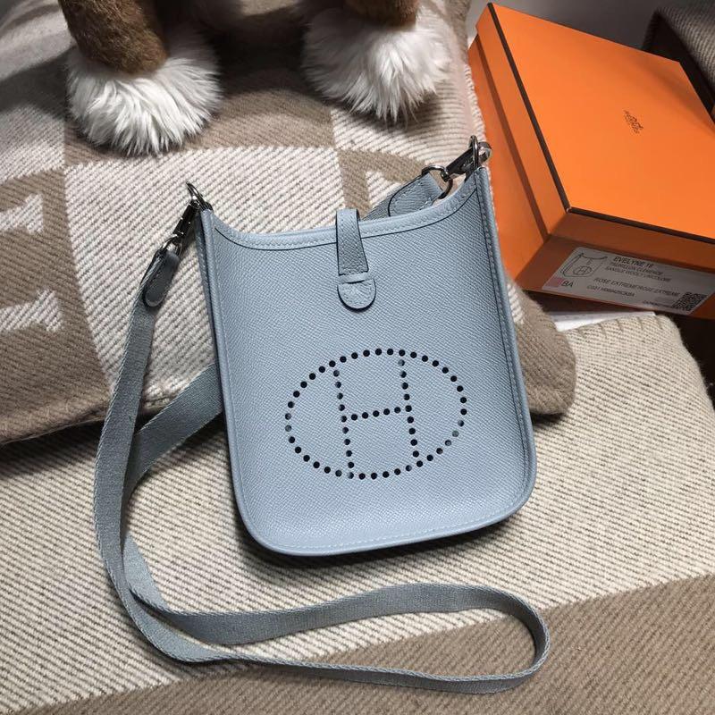 愛馬仕伊芙琳 Hermes Eveylne Mini Epsom 8U Blue Glacierw 冰川藍