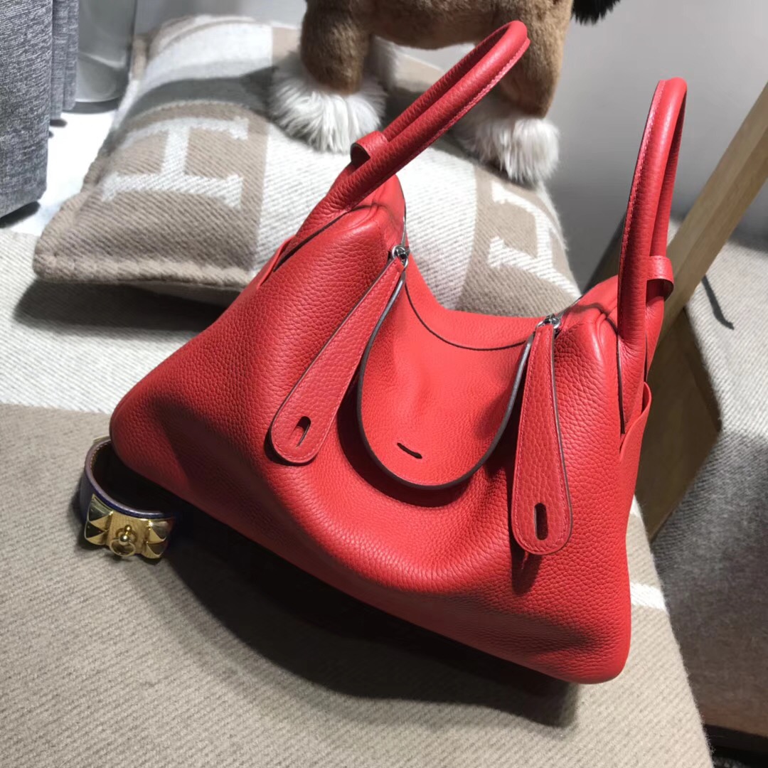 Hermes Lindy bag 30cm TC大牛皮s5番茄紅rouge tomate 银扣金屬