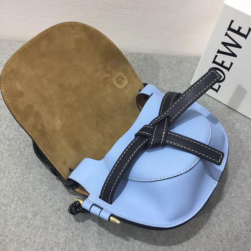 loewe Gate Small Bag Light Grey/Soft Blue/Blue柔软牛皮 馬鞍包