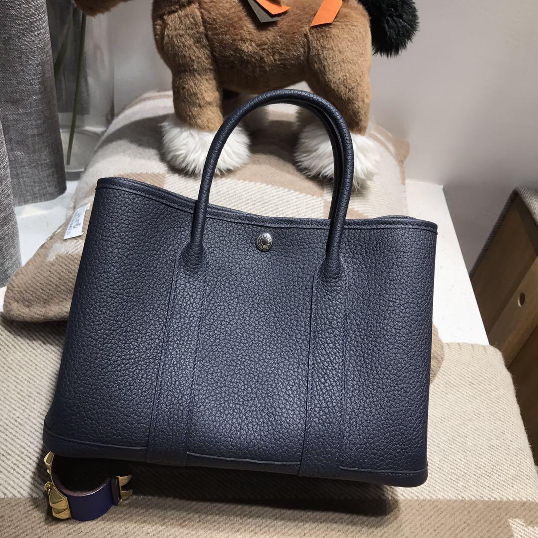 Hermes Garden Party bag 中花員包 30 CK73 Blue saphir寶石藍