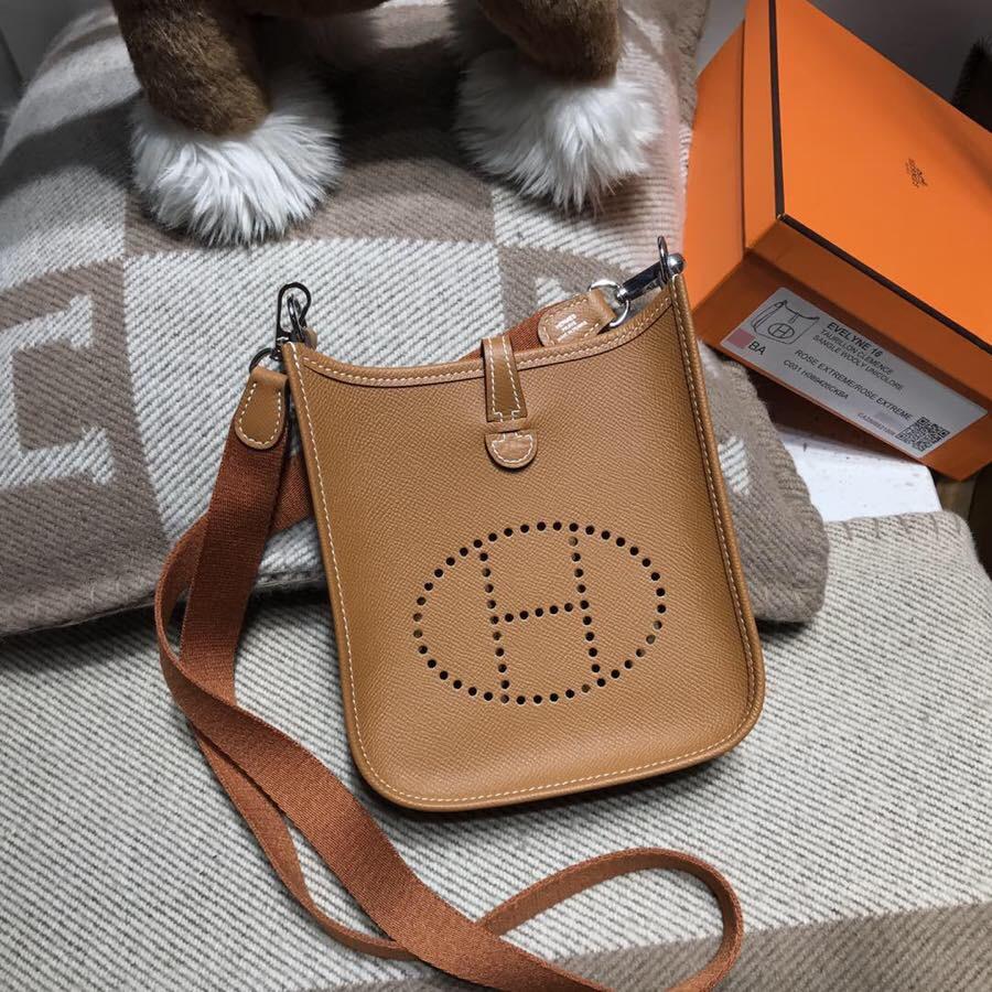 愛馬仕伊芙琳 Hermes Eveylne Mini Epsom CK37 Glod 金棕色銀扣