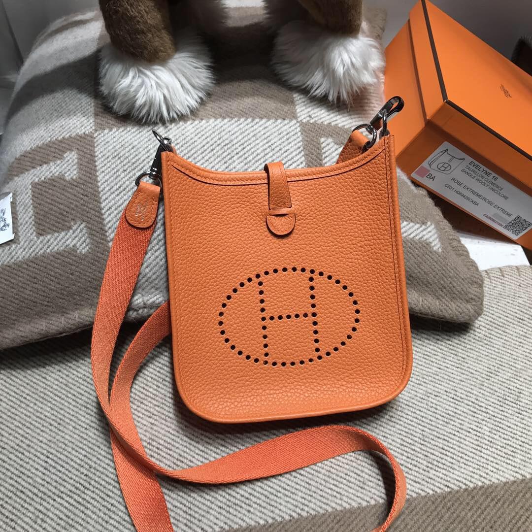 Hermes Eveylne Mini taurillon Clemence TC大牛 CK93 Orange經典橙色