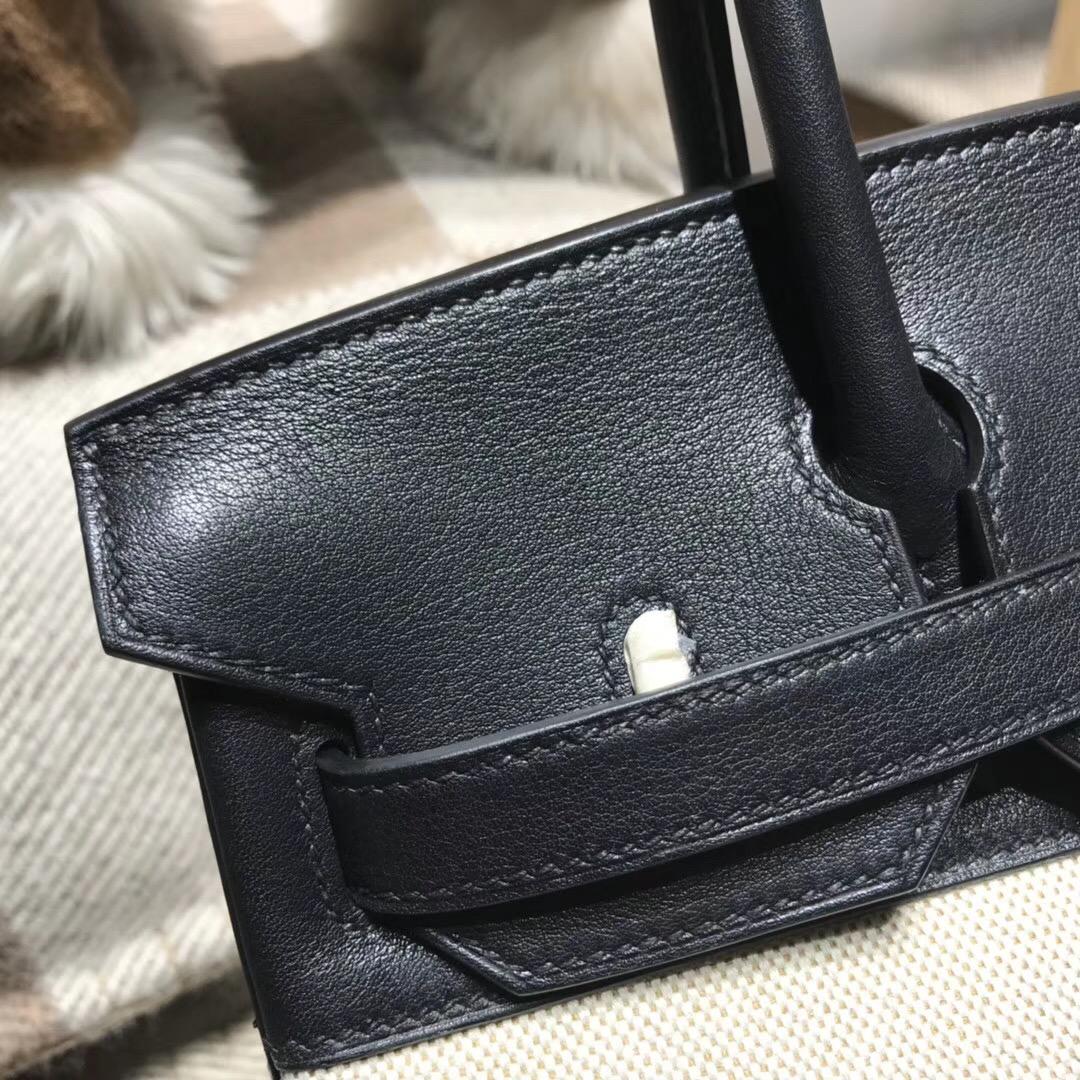 愛馬仕Hermes Birkin 30 Bag 帆布配 Swift calfskin小牛皮CK89 nior 金扣