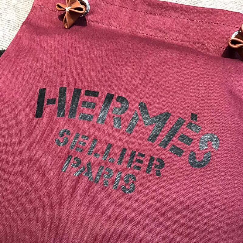 愛馬仕Hermes alina bag 帆布購物袋 酒红色
