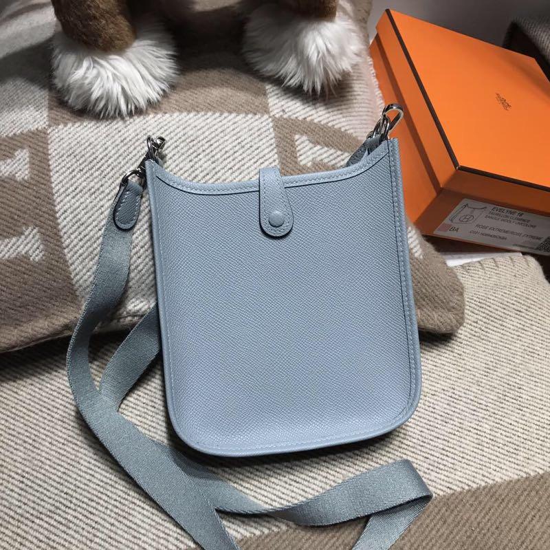 愛馬仕伊芙琳 Hermes Eveylne Mini Epsom 8U Blue Glacierw 冰川藍