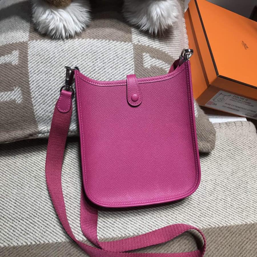 愛馬仕伊芙琳Hermes Eveylne Mini Epsom L3 Rose Pourper粉紫色銀扣