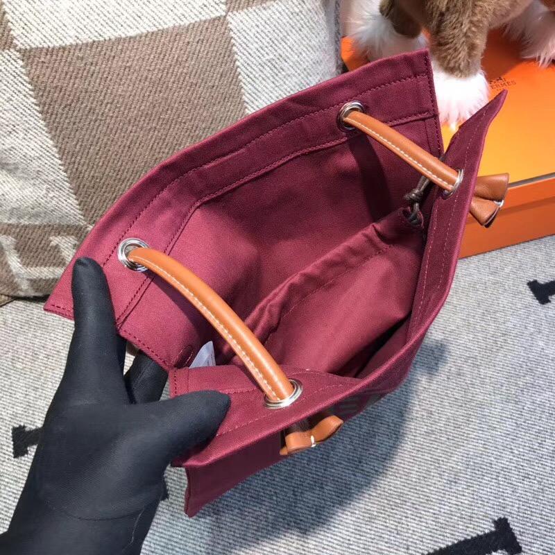 愛馬仕Hermes alina bag 帆布購物袋 酒红色