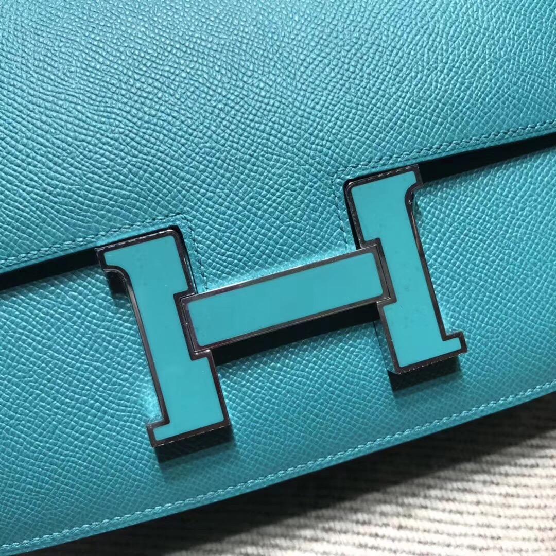 Hermes最難買的包袋Constance 23 epsom 7F Blue Paon 孔雀藍琺瑯銀扣