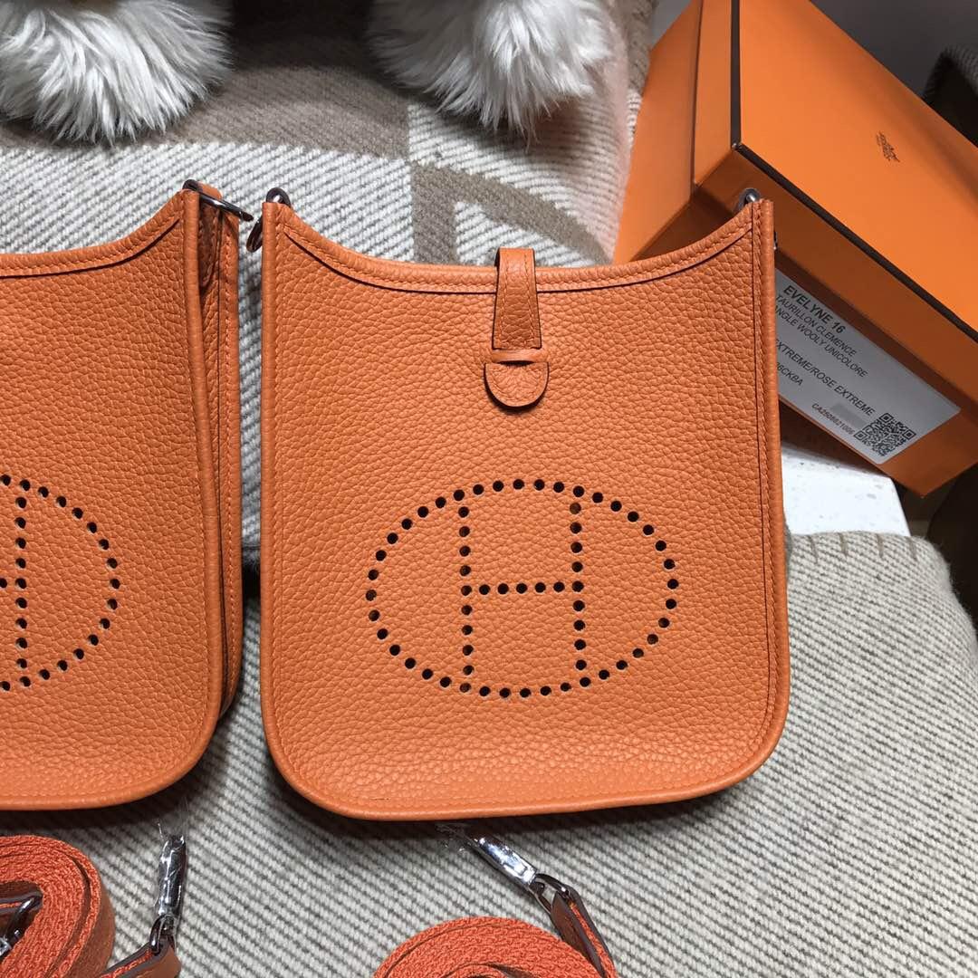 Hermes Eveylne Mini taurillon Clemence TC大牛 CK93 Orange經典橙色