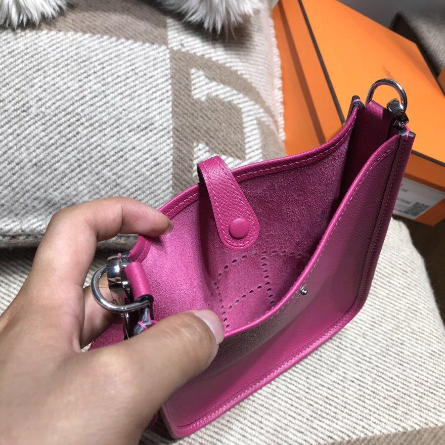 愛馬仕伊芙琳Hermes Eveylne Mini Epsom L3 Rose Pourper粉紫色銀扣