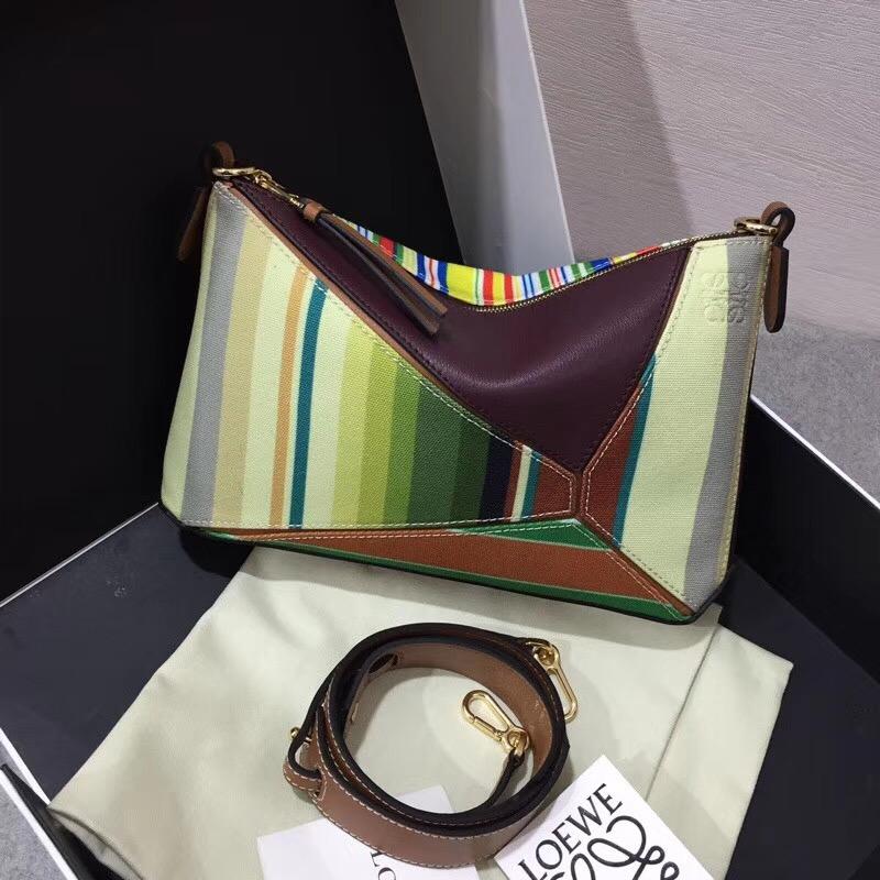 羅意威女包 loewe Puzzle Stripes Mini Bag Multicolor canvas/classic calf