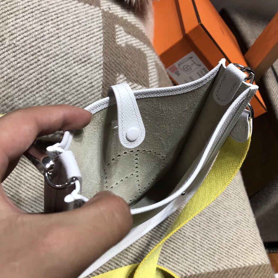 愛馬仕Hermes Eveylne Mini Epsom 純白色CK01 Blanc 小雞黃肩帶