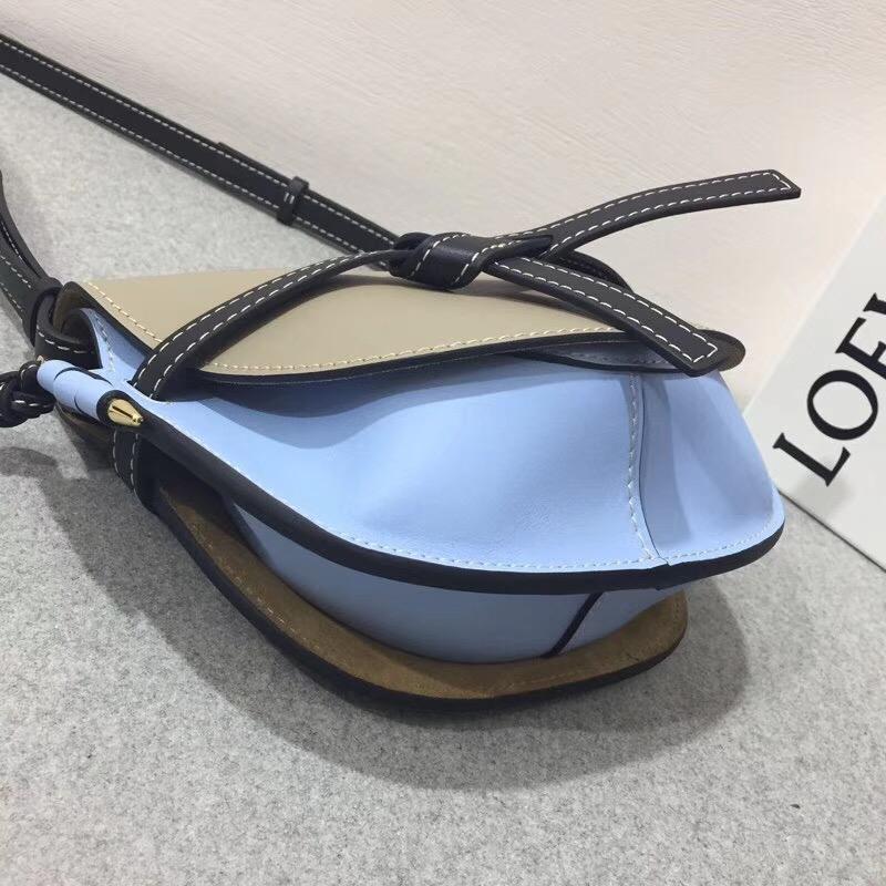 loewe Gate Small Bag Light Grey/Soft Blue/Blue柔软牛皮 馬鞍包