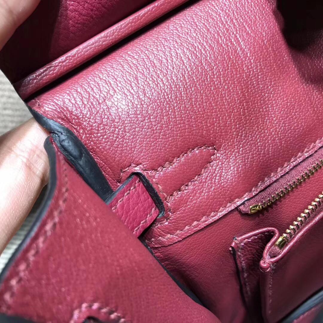 Hermes鉑金包birkin 25 Togo K1 Rouge Grenat 石榴紅金扣金屬