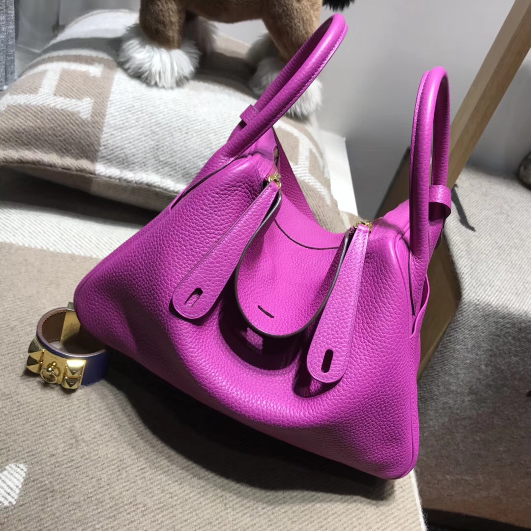 Hermes Lindy bag 30cm Togo L3玫瑰紫 18年最新顏色 原廠GHW金扣金屬
