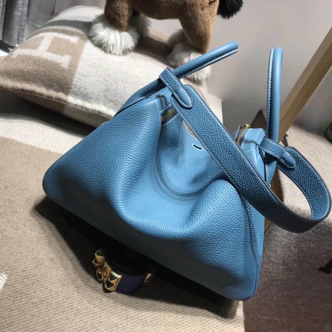 Hermes Lindy bag 30 togo小牛皮 CK75 Blue Jean 牛仔蓝 金扣金屬五金