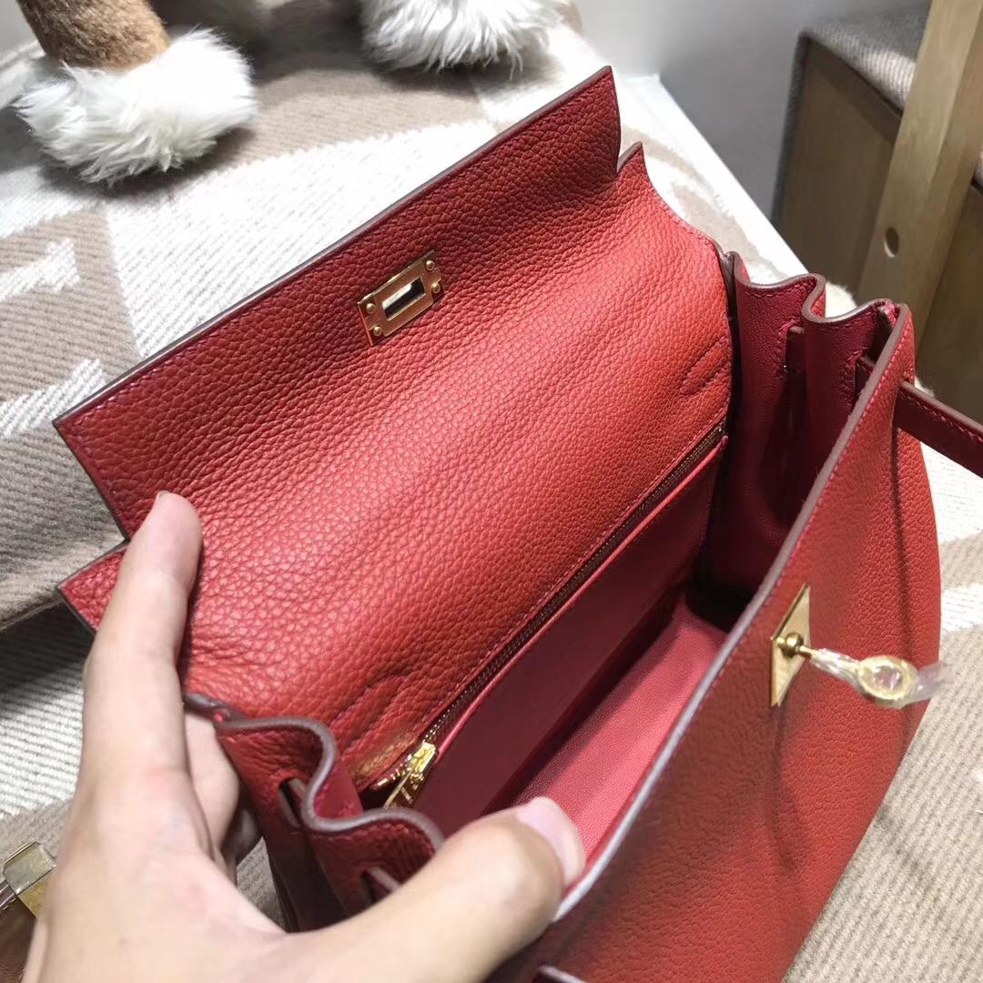 愛馬仕凱莉包Hermes Kelly 25 Togo Q5 国旗红 Rouge Cossacks