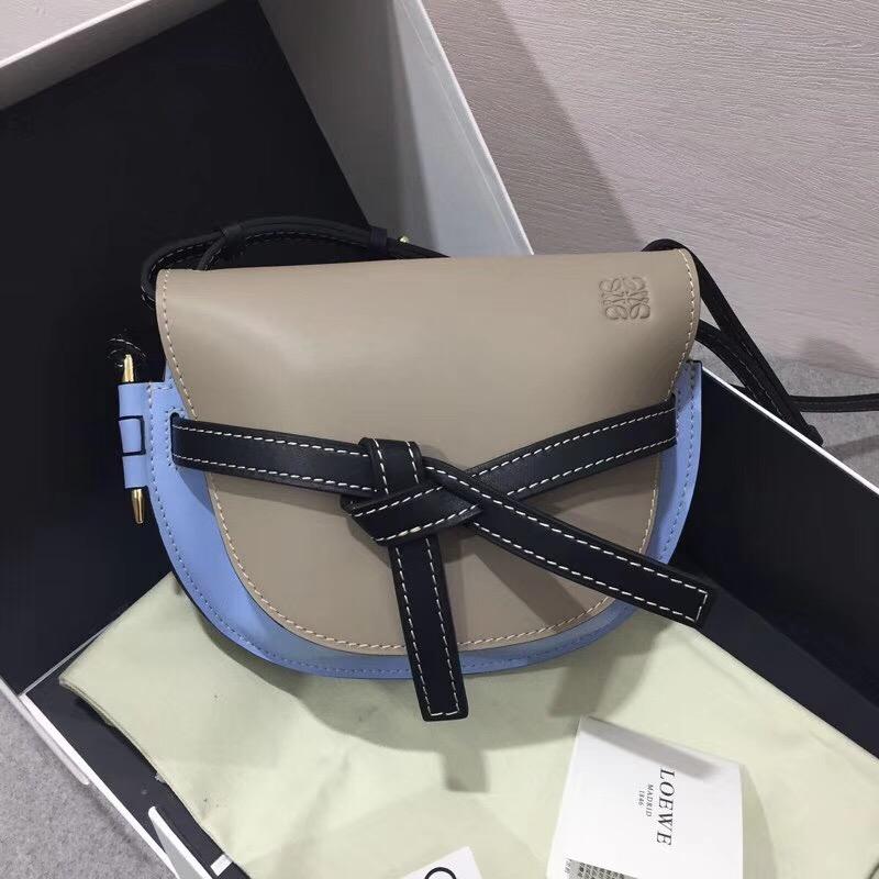 loewe Gate Small Bag Light Grey/Soft Blue/Blue柔软牛皮 馬鞍包