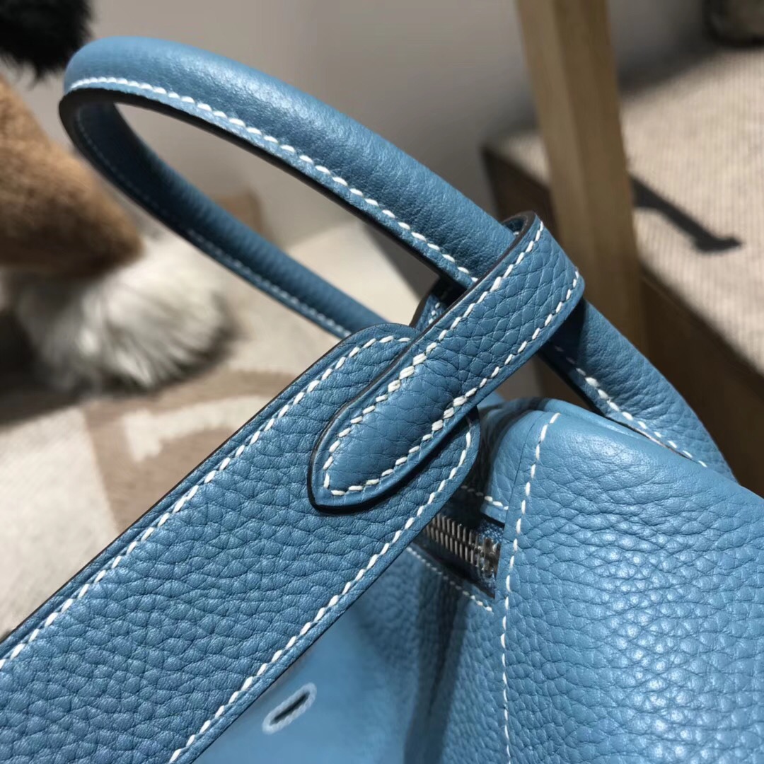 Hermes Lindy bag 30 togo小牛皮 CK75 Blue Jean 牛仔蓝 银扣金屬