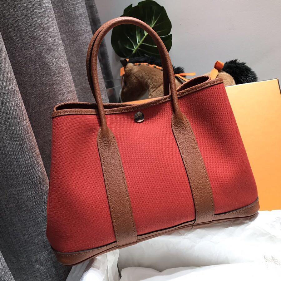 Hermes Garden Party 30 bag 空中花园包帆布搭配negonda 金棕色