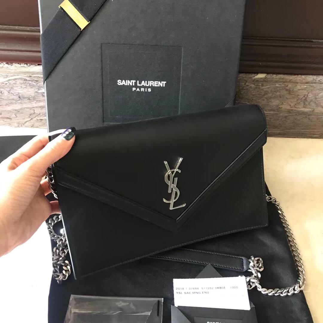 YSL LE SEPT黑色小牛皮真皮鏈條包 Mini bags Enveloppe