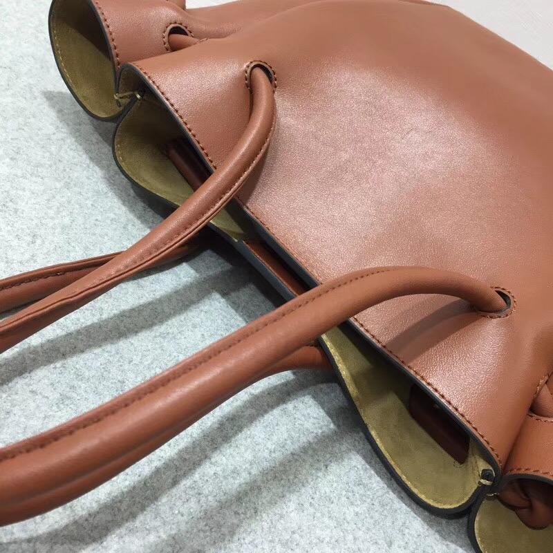 loewe 天然牛皮Flamenco Knot Tote Small Bag Rust Color