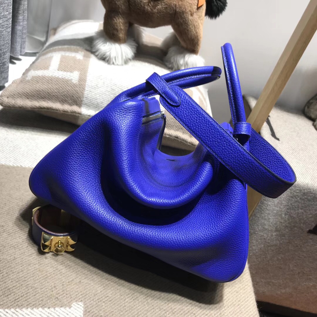 Hermes Lindy bag 30 togo小牛皮7T Blue Electric電光藍銀扣金屬