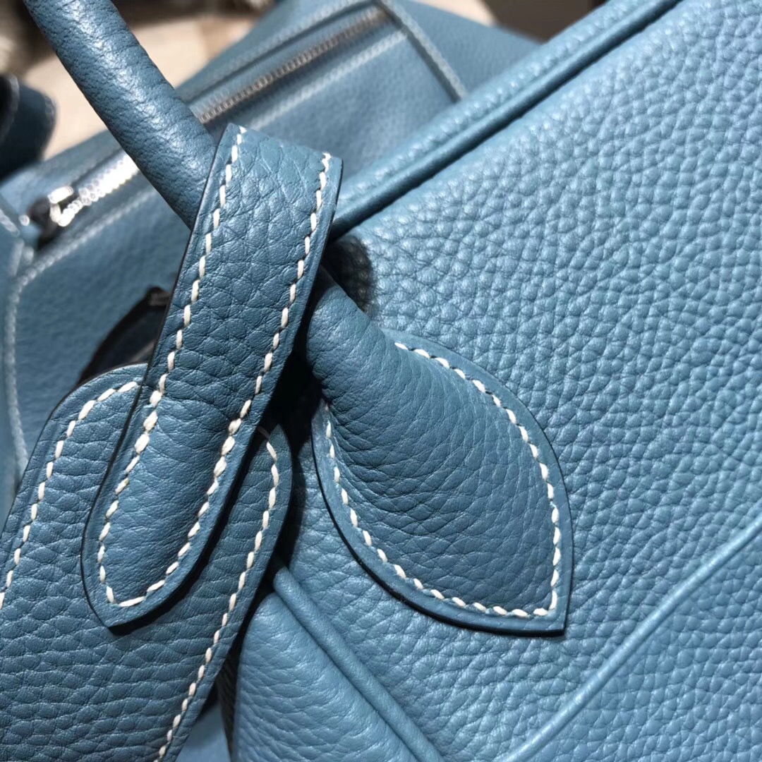 Hermes Lindy bag 30 togo小牛皮 CK75 Blue Jean 牛仔蓝 银扣金屬