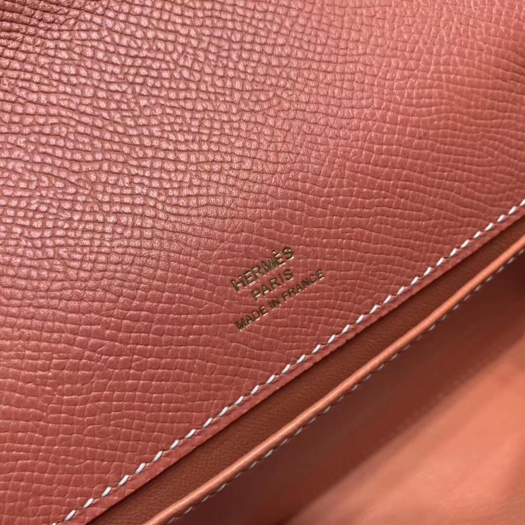 愛馬仕Hermes mini kelly epsom L5 龍蝦粉 Crevette 暖粉色金扣