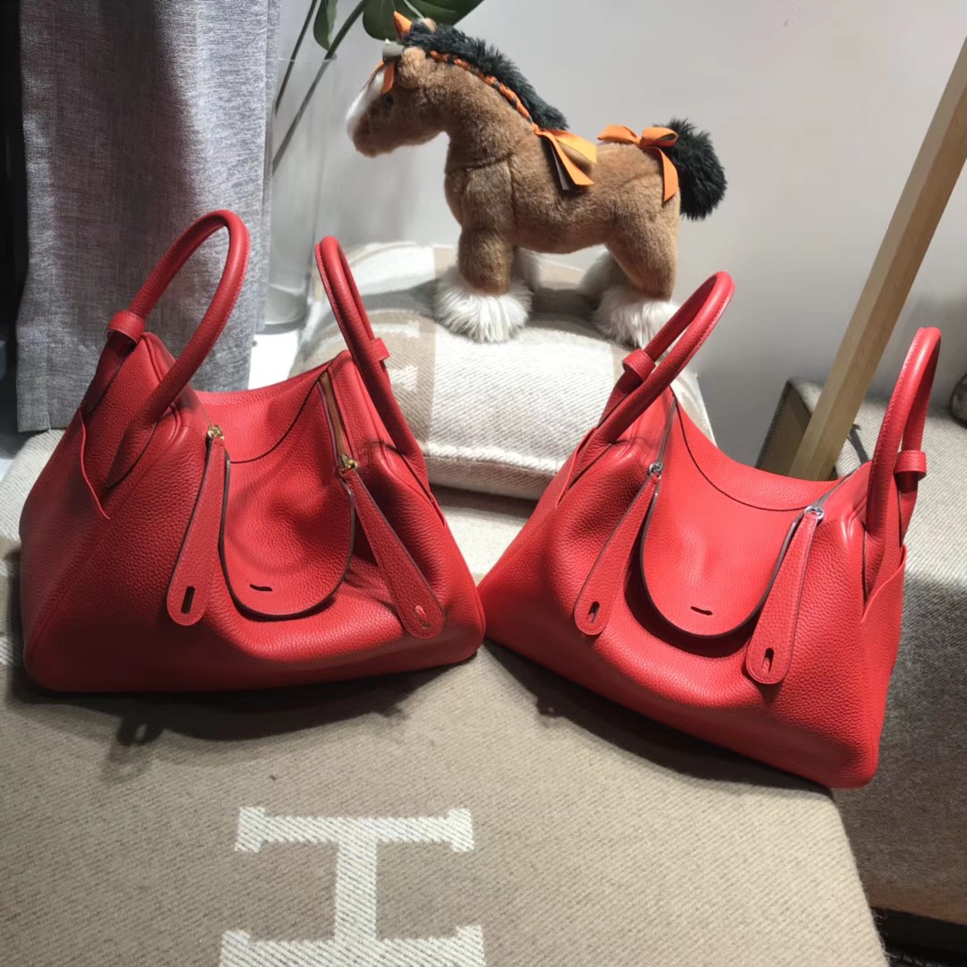 Hermes Lindy bag 30cm TC大牛皮s5番茄紅rouge tomate 银扣金屬