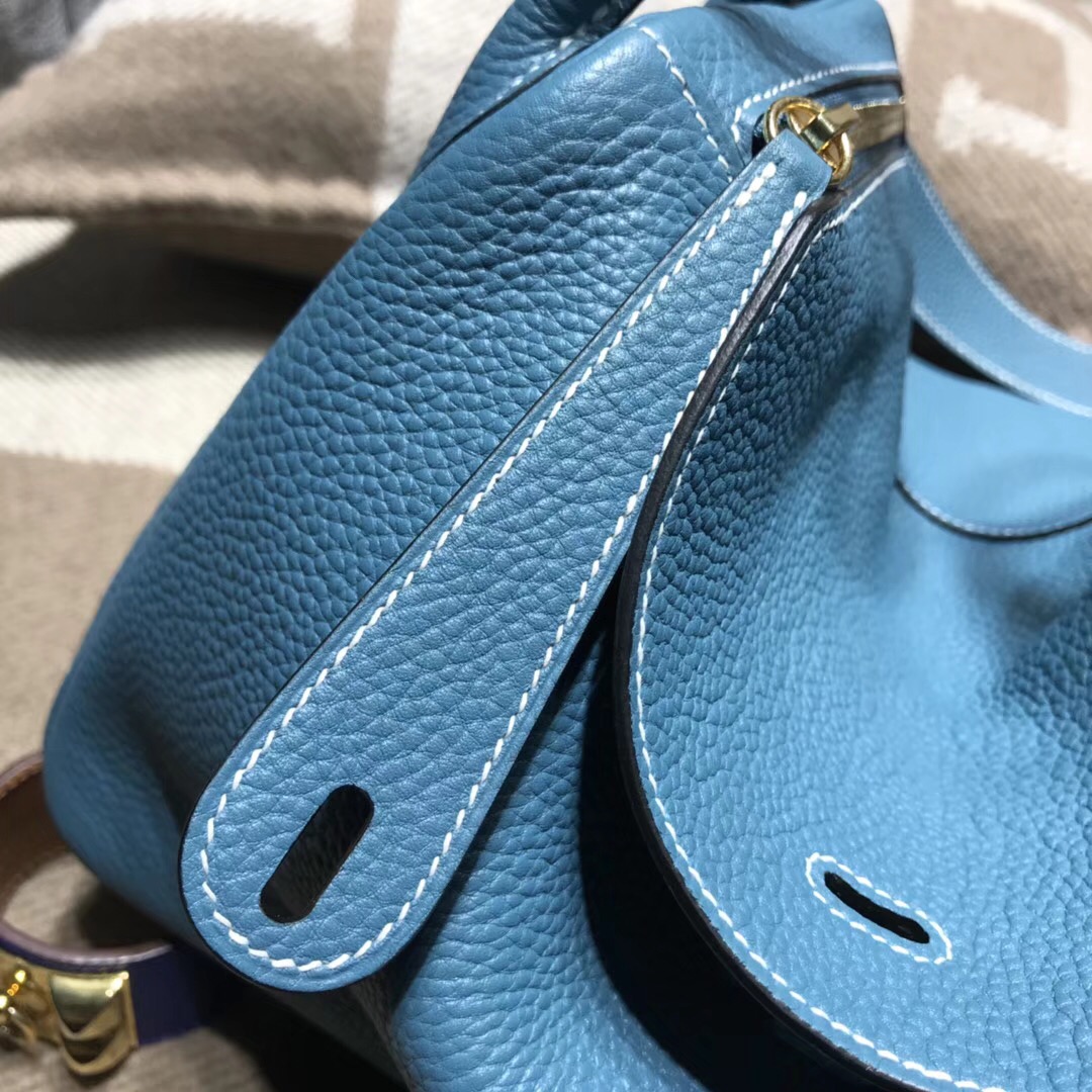 Hermes Lindy bag 30 togo小牛皮 CK75 Blue Jean 牛仔蓝 金扣金屬五金