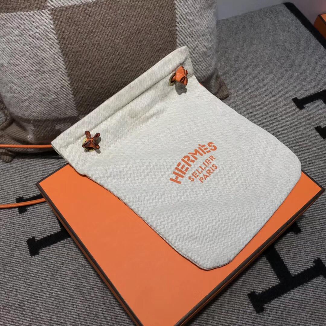 愛馬仕Hermes alina bag 帆布購物袋 網紅包 新顏色米白配橙色
