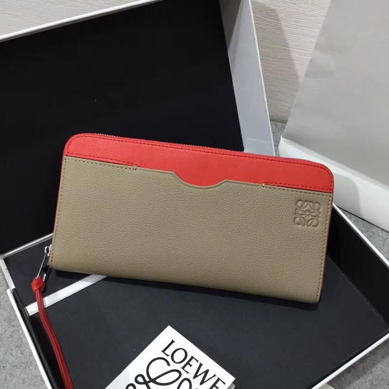 羅意威錢包 loewe Zip Around Wallet Sand/Red 長款拉鏈錢包