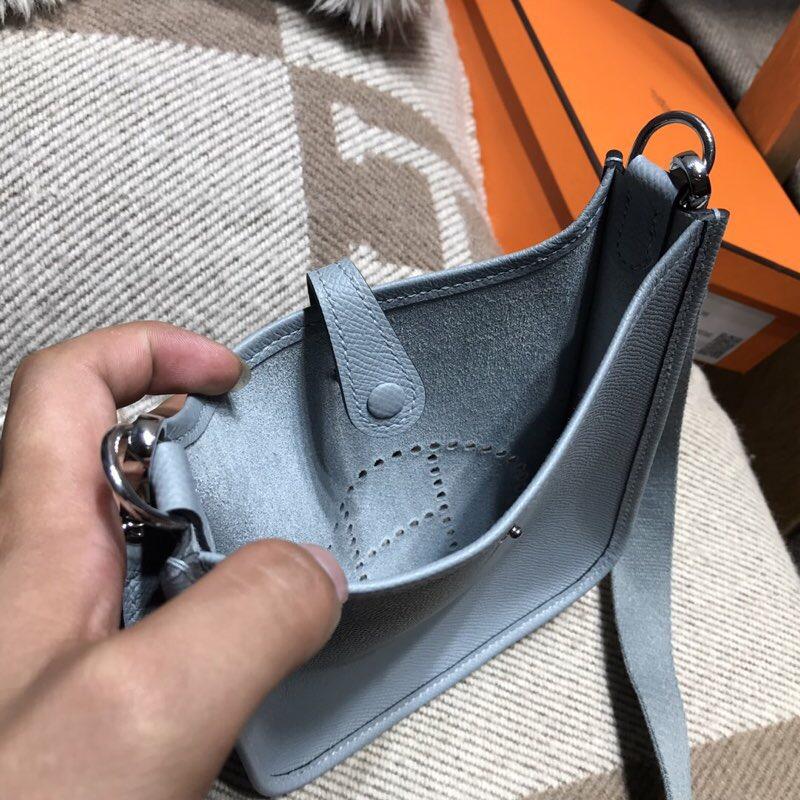 愛馬仕伊芙琳 Hermes Eveylne Mini Epsom 8U Blue Glacierw 冰川藍