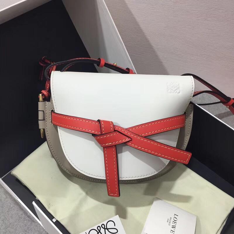 loewe Gate Small Bag Soft White/Light Grey/Red