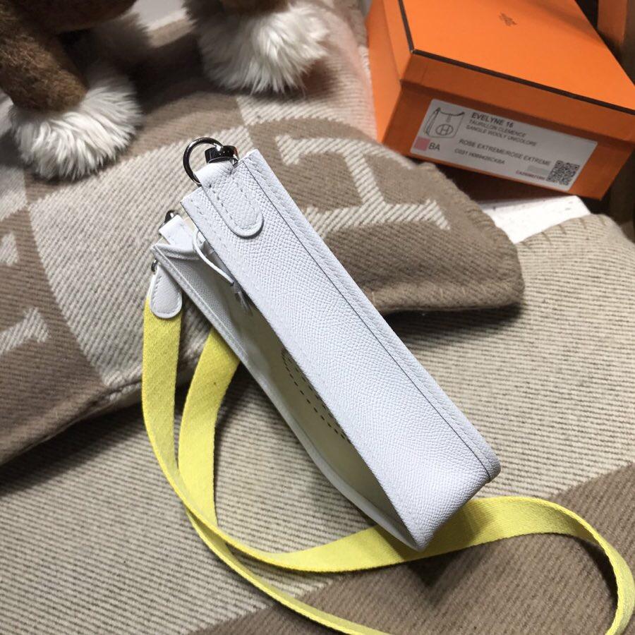 愛馬仕Hermes Eveylne Mini Epsom 純白色CK01 Blanc 小雞黃肩帶