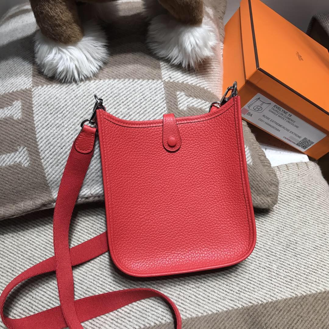 Hermes Eveylne Mini taurillon Clemence TC大牛 S5 Rouge Tomate番茄红