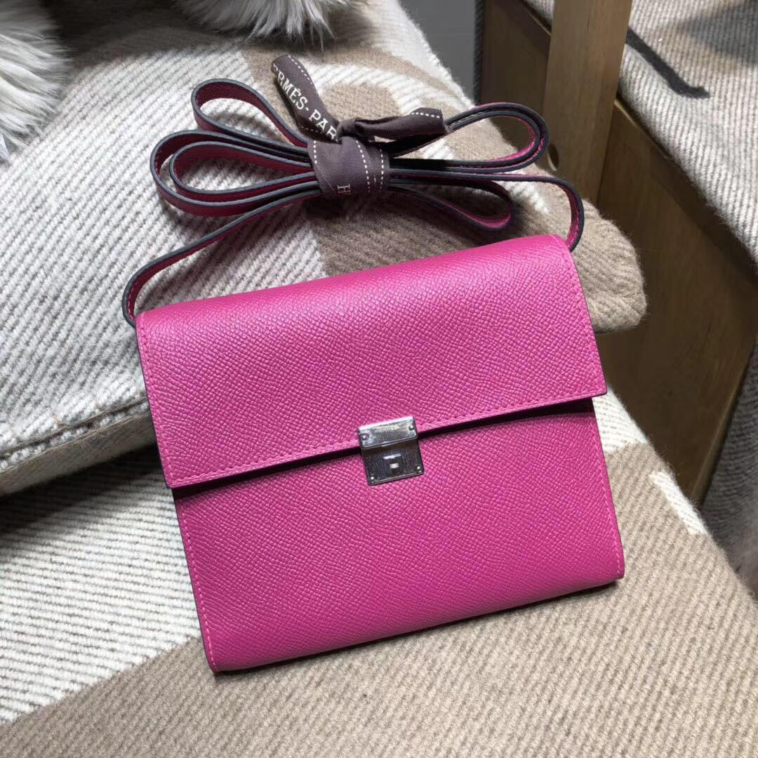 Hermes Clic Epsom L3 Rose Pourper 粉紫色 银扣