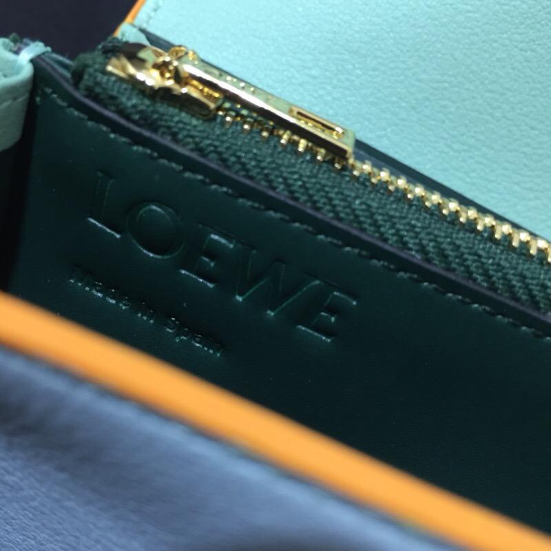 Loewe Puzzle Continental Wallet Aqua Multitone小牛皮大號錢包