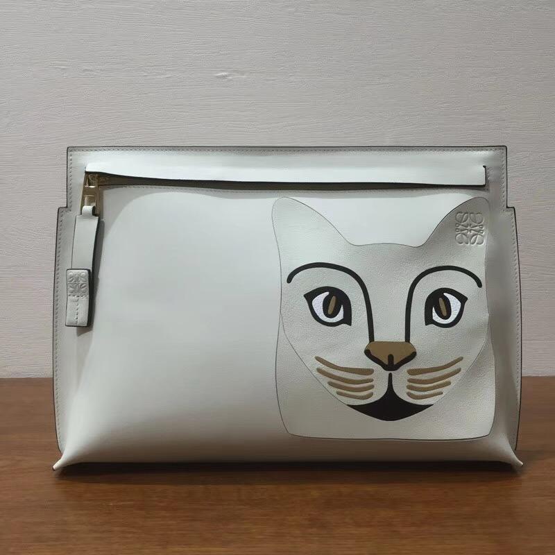 Loewe T Pouch Bag Bicolor 光滑小牛皮 拉鏈手拿包