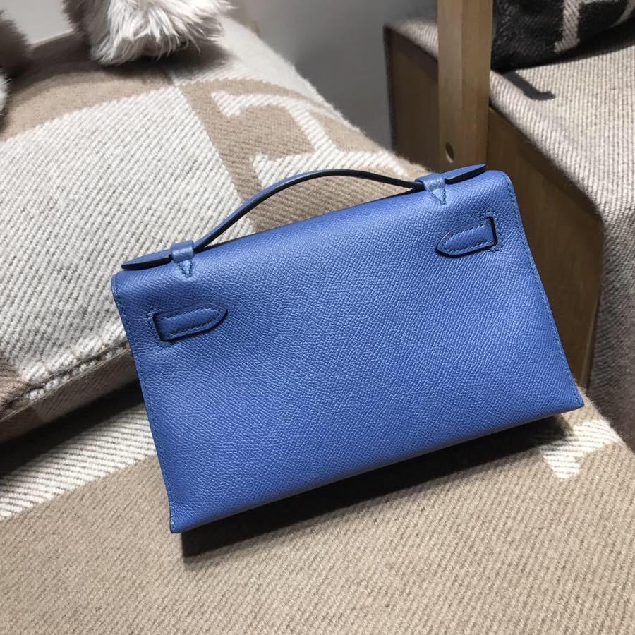 Hermes Mini kelly Epsom R2 瑪瑙藍 藍而不艷 藍中帶點灰調 氣質又好搭 銀扣