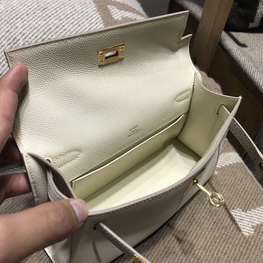 Hermes Mini kelly Epsom S2風衣灰Trench超級氣質的百搭顏色金扣 愛馬仕凱莉包