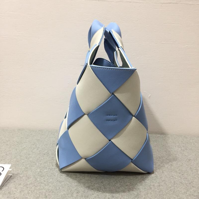 loewe Woven Basket Gingham Mini Bag Soft Blue/White