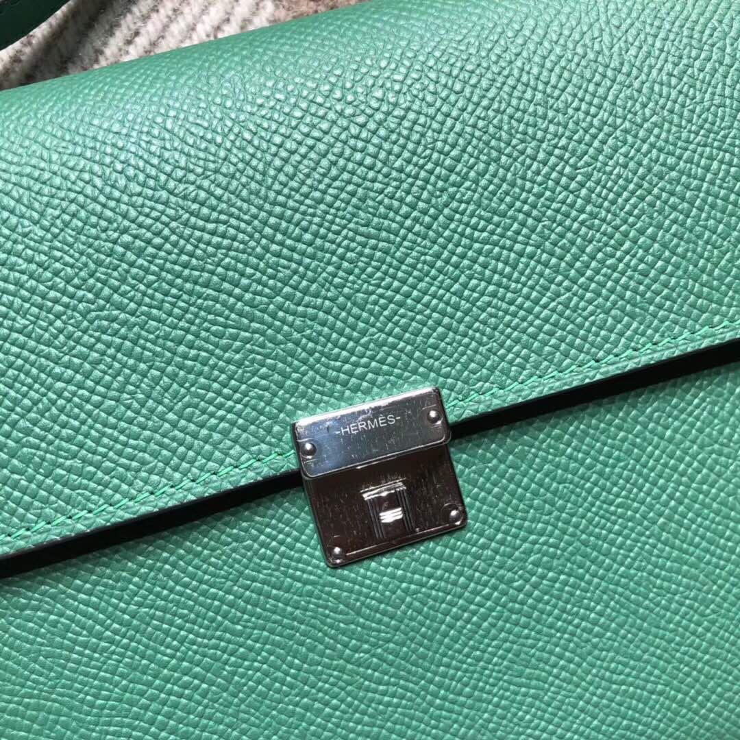 Hermes Clic Epsom 丝绒绿u4 vert vertigo 银扣