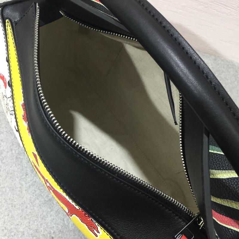 Loewe Puzzle Paula Patchwork Bag Multicolor人字紋圖案棉質帆布襯裏