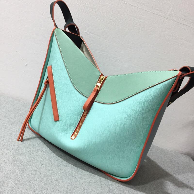 Loewe Hammock Medium Bag Aqua Multitone Classic Calf/Soft Grained Calf