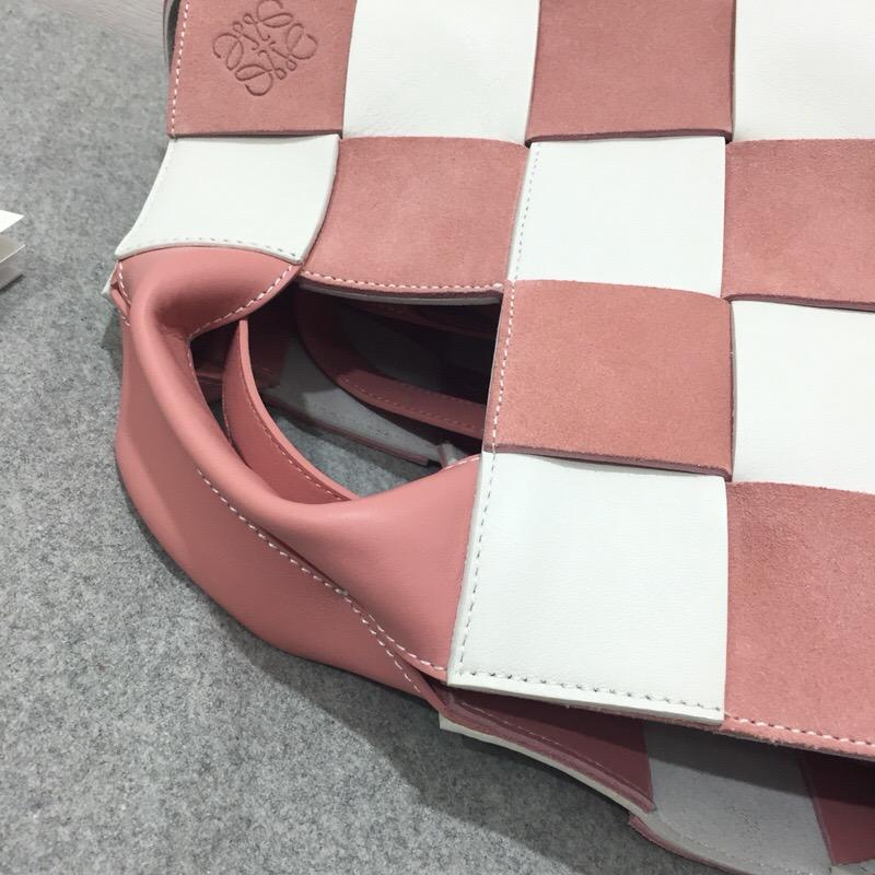loewe Woven Basket Gingham Bag Soft Pink/White