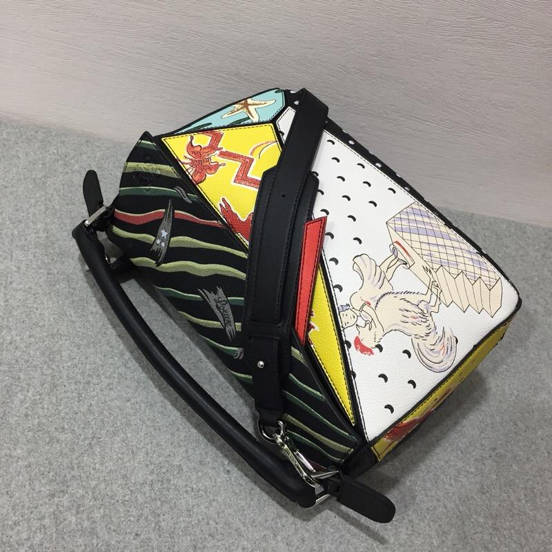 Loewe Puzzle Paula Patchwork Bag Multicolor人字紋圖案棉質帆布襯裏