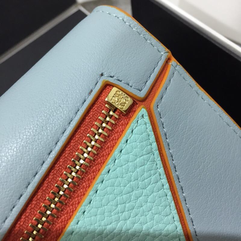 Loewe Puzzle Continental Wallet Aqua Multitone小牛皮大號錢包